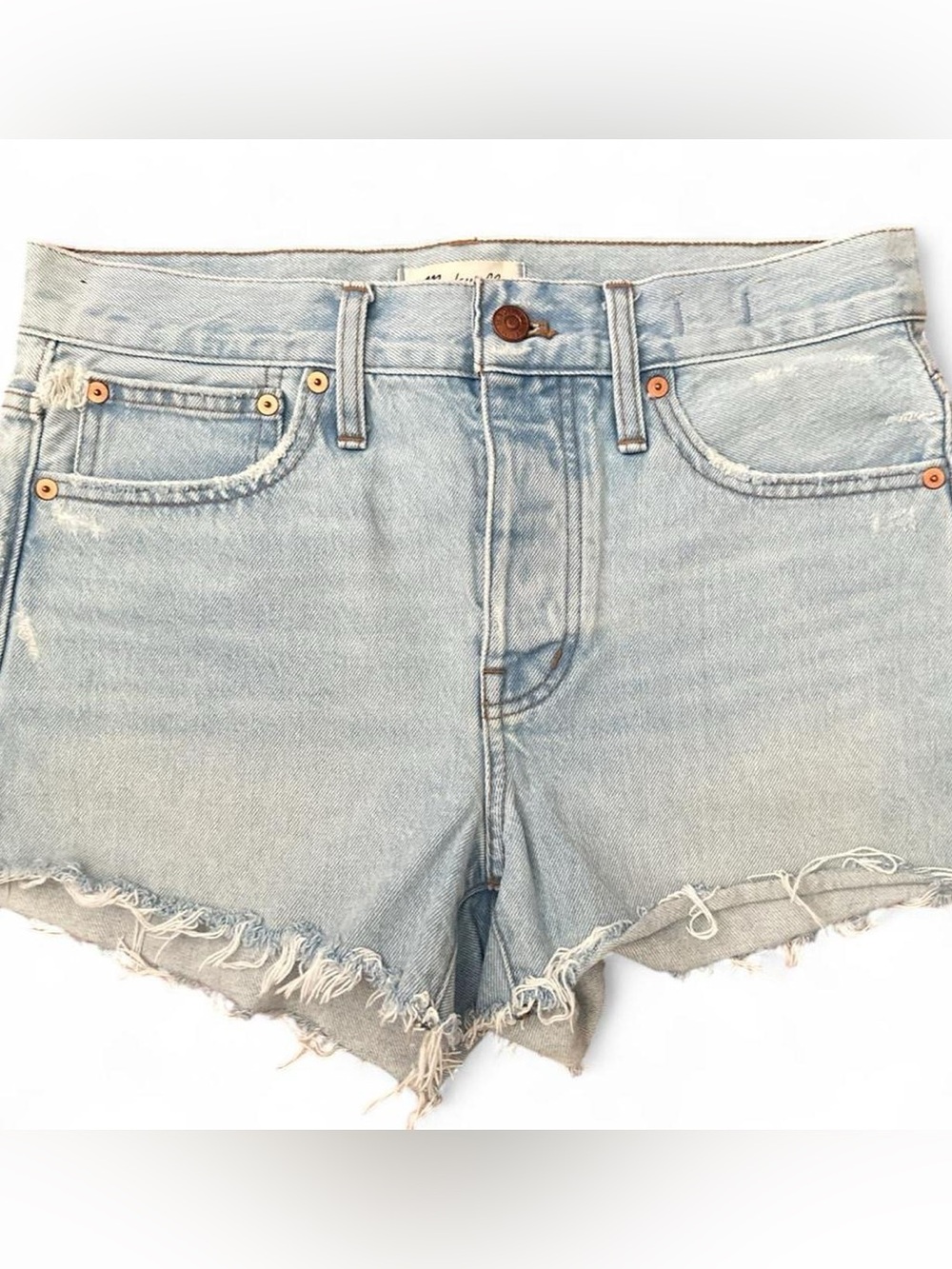 Light Wash Distressed Denim Cutoff Shorts